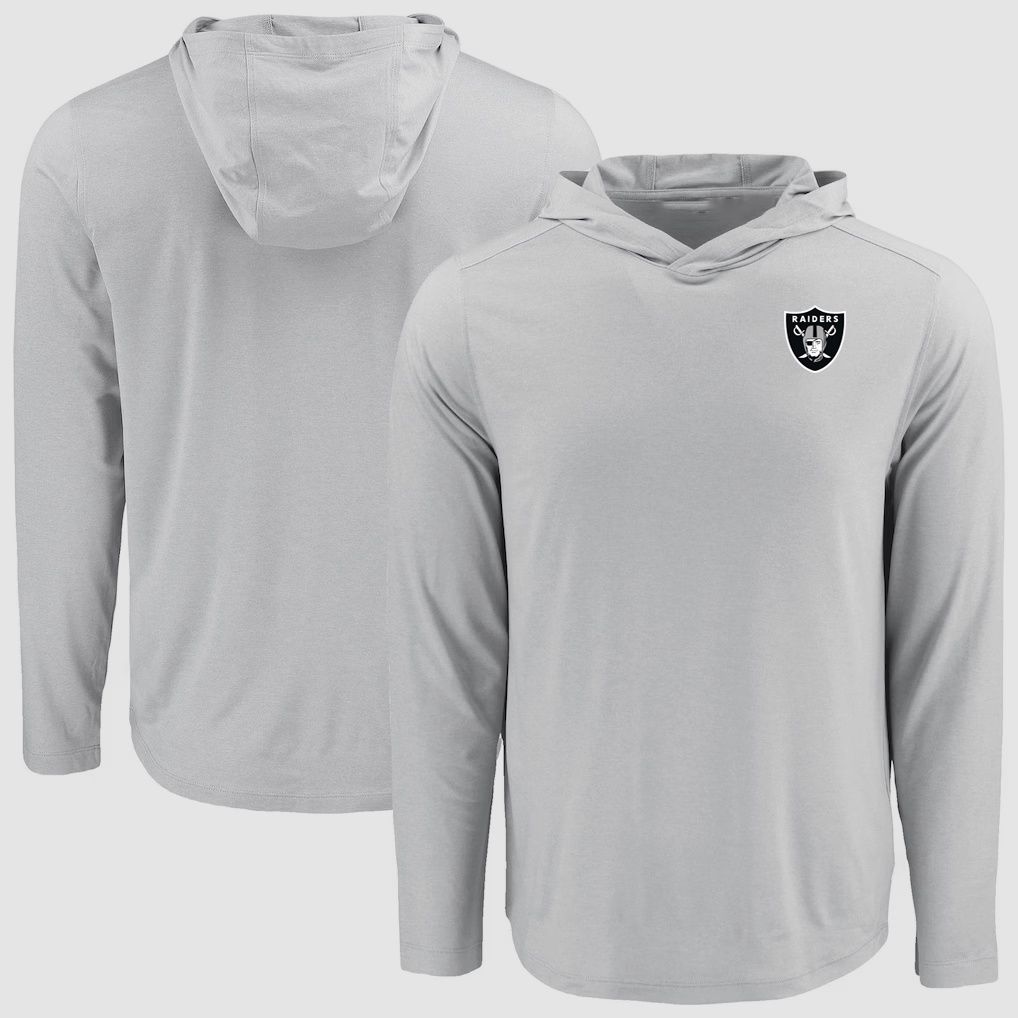 Men 2026 NFL Oakland Raiders Hooded long sleeved T-shirt grey 06
